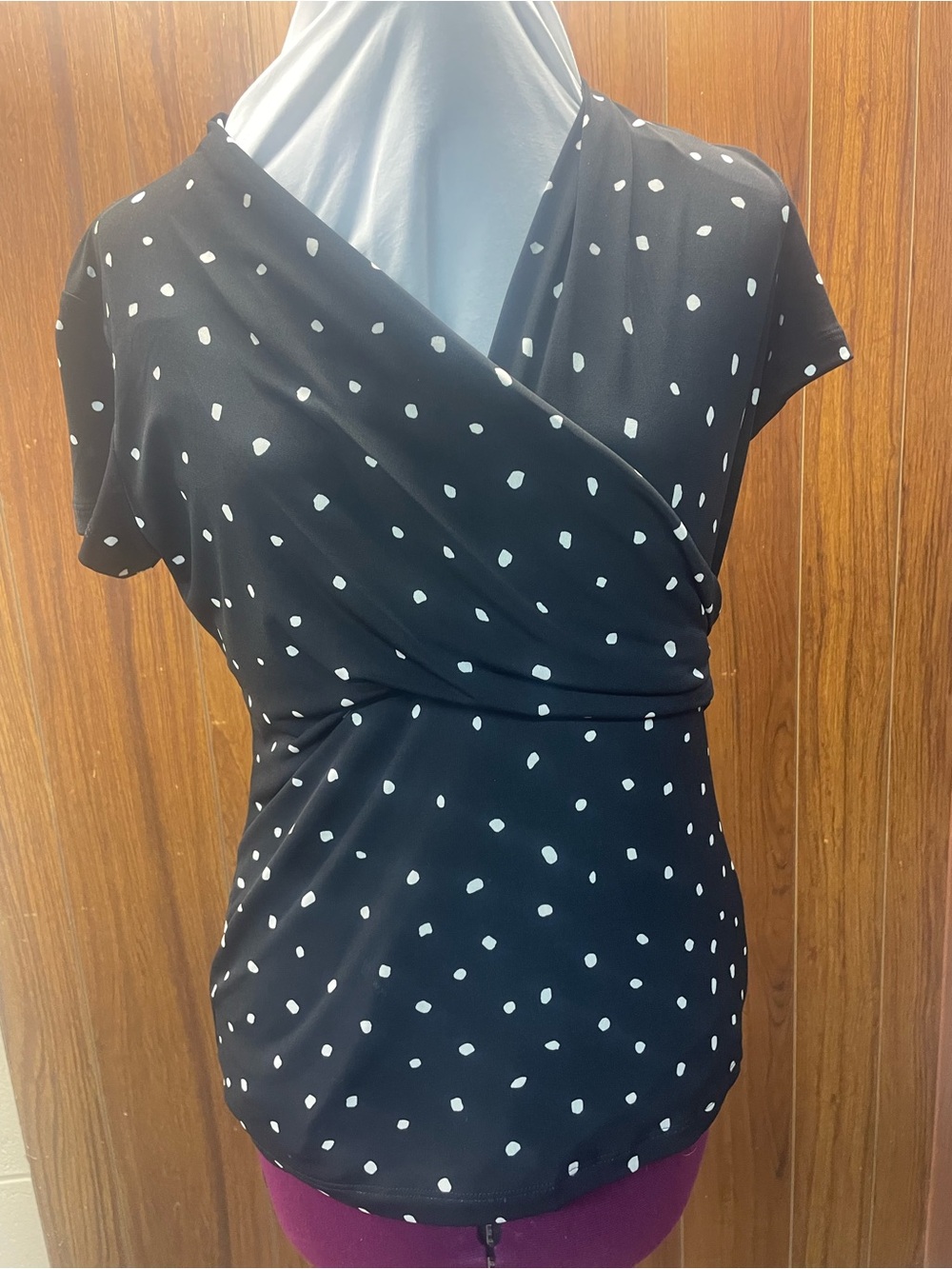 Black Polka Dot Surplice Women’s Blouse